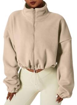 MAVIS LAVEN Damen Sweatshirt Jacke Polar Fleece Zip Hoodie Kapuzenpullover für Frauen kurze Jacke von MAVIS LAVEN