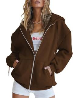 MAVIS LAVEN Damen-Sweatshirt mit Fleece-Futter,Durchgehender Reißverschluss vorne,Kapuzenjacke,Herbst-Winter-Outfits von MAVIS LAVEN