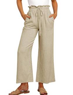 MAVIS LAVEN Freizeithose für Damen, elastische Taille, weites Bein, Sommerhose mit Taschen,Aprikose,XL von MAVIS LAVEN
