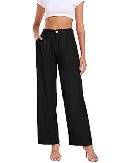 MAVIS LAVEN Jogginghose Damen Baumwolle Freizeithose Yogahose Weites Bein Aktive Freizeit Lose Lounge Pants Breites Bein Hausehose Sporthose mit Taschen von MAVIS LAVEN