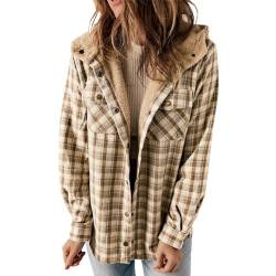 MAVIS LAVEN Warme Sherpa-Jacken für Damen, Flanell-Fleece-Hoodies, geknöpfter Oberbekleidungsmantel mit Eingrifftaschen von MAVIS LAVEN