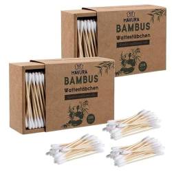 Bambus Wattestäbchen Ohrenreiniger Baumwolle Ohrstäbchen Biologisch Abbaubar & Nachhaltig [400er] von MAVURA