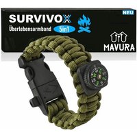 MAVURA Armband SURVIVOX Überlebensarmband Survivalarmband Survival Paracord Armband (Militär Outdoor Notfall Fallschirm Überleben), mit Feuerstein Kompass Notfallpfeife Seil Messer 5in1 von MAVURA