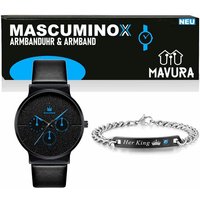 MAVURA Quarzuhr MASCUMINOX Armbanduhr mit Armband Set Herren Elegant Luxus, Business Uhr Herrenuhr Männeruhr Geschenk schwarz von MAVURA