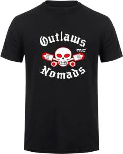 MC Outlaws Nomads T Shirt Summer Men Cotton Short Sleeve T-Shirts Outlaws Man Tops Tee Black von MAWU