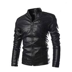 Herren Echtleder & Kunstleder Jacke Stilvolle schwarze Biker Motorradjacke für Herren, Schwarz - Echtleder, S von MAXDUD