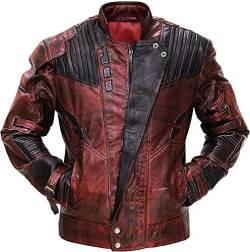 Herren Guardians Costume Galaxy 2 Star Halloween Kastanienbraun Lederjacke, Kastanienbraun - Kunstleder, L von MAXDUD