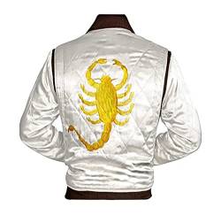 Herren Halloween-Jacke im Skorpion-Design, Bomber-Stil, Gosling-Design, für Herren, White & Golden Skorpion – Satinjacke, XS von MAXDUD