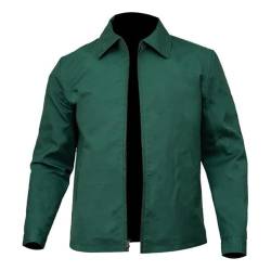 MAXDUD Herren Casual Bullet Green Cotton Jacket Leichte Oberbekleidung, grün, M von MAXDUD