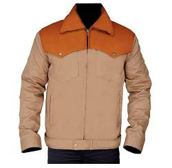 MAXDUD Herren Cowboy | Braune Baumwolle leichte Jacke, Braun – Baumwolle, Medium von MAXDUD