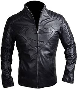 MAXDUD Herren Superhelden-Kollektion Superkostüm für Herren Motorrad Biker Designer Lederjacke, Schwarz - Echtleder, Medium von MAXDUD