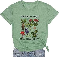 MAXIMGR Herbologie-T-Shirt, Kräuterpflanzen, lustiges T-Shirt mit magischer Kräutergrafik, kurzärmelig, lässiges T-Shirt, lichtgrün, Mittel von MAXIMGR