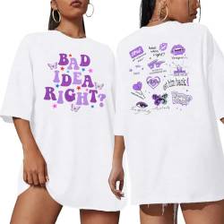 Oversized Concert Shirt Women Bad Idea Right Shirts Oversized Country Music Shirt Retro Music Lover Fans Tee Tops, Weiss/opulenter Garten, Mittel von MAXIMGR