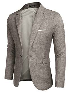 COOFANDY Herren Sakko Sportlich und Modern Slim Fit Blazer für Freizeit und Business Khaki XXL von MAXMODA