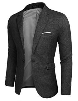 COOFANDY Sakko Herren Sportlich Blazer Slim Fit Sommersakko Leicht Leinen Sportsakko Schwarz M von MAXMODA