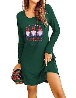 MAXMODA Damen Langarm Nachthemd Cute Printed Christmas Santa M von MAXMODA