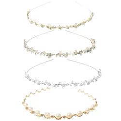 4 Braut-Stirnbänder, Kopfbedeckungs-Accessoires für Damen, zarte elastische Haar-Accessoires, modische Fee frisch und süß, bequem für jeden Tag, Hochzeit, Party von MAXQUU