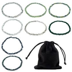 MAXQUU 2 Sätze Damen-Armbandpakete mit Kristallperlen, 1 schwarze Aufbewahrungstasche, mehrschichtiges Edelsteinarmband, elastisches Armband mit Kristallperlen, modisches Schmuckset für Damen von MAXQUU