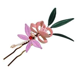 Retro for Hair Sticks,hair pin chignon pin hair clips,Color-changing hand-wound flower hairpin lily hairpin daily Hanfu accessories spring flower hair accessories ancient style (Color : V) von MAYABI