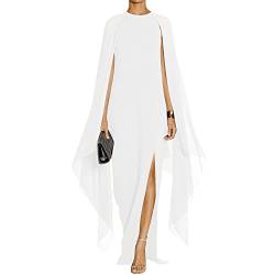 MAYFASEY Damen Elegant High Split Flare Sleeve Formal Abendkleider Maxikleid mit Umhang, weiß 2, X-Groß von MAYFASEY