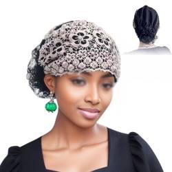 Blumen-Spitzen-Kopfwickel für Damen,mit Perlen besetztes Blumen-Spitzen-Stirnband,Perle mit breiten elastischen Blumen-Spitzen-Stirnbändern,modischer (Rosa) von MAYNUO
