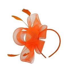 Fascinator Hat, Headband Alice Headband Clip Mesh Bowknot Wedding Cocktail Hair Accessories Tea Party Headband (Color : Orange) von MAYNUO