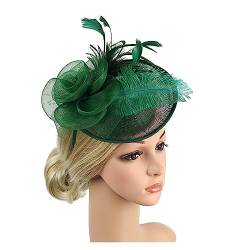 Fascinators Stirnband Cocktail Tea Party Hüte, königliche Hochzeit Hut Feder Mesh Haarspange Haarschmuck (Color : Green, Size : 1) von MAYNUO