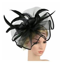 Grade Women Big Flower Fascinator Hair Clip Feathers Hat, Hochzeit Royal Ascot Race Accessoires Stirnbänder for Frauen (Color : Black, Size : 1) von MAYNUO
