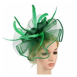 Grade Women Big Flower Fascinator Hair Clip Feathers Hat, Hochzeit Royal Ascot Race Accessoires Stirnbänder for Frauen (Color : Green, Size : 1) von MAYNUO