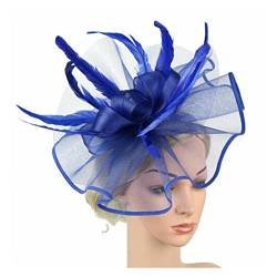 Grade Women Big Flower Fascinator Hair Clip Feathers Hat, Hochzeit Royal Ascot Race Accessoires Stirnbänder for Frauen (Color : Royal blue, Size : 1) von MAYNUO