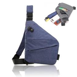 WanderPlus Anti-Diebstahl-Reisetasche,WanderPlus Anti-Diebstahl-Tasche, schlanke Umhängetasche, Umhängetasche, WanderPlus Anti-Diebstahl-Umhängetasche (Blau,Linke Schulter) von MAYNUO