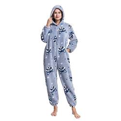 MAYSTEPPE Womens Fleece Onesie Pajamas,Fluffy Plush Warm Pajamas One Piece Cartoon Print Hooded Flannel Sleepwear von MAYSTEPPE