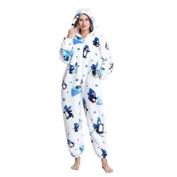 MAYSTEPPE Womens Fleece Onesie Pajamas,Fluffy Plush Warm Pajamas One Piece Cartoon Print Hooded Flannel Sleepwear von MAYSTEPPE