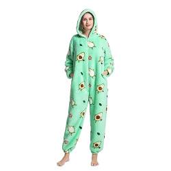 MAYSTEPPE Womens Fleece Onesie Pajamas,Fluffy Plush Warm Pajamas One Piece Cartoon Print Hooded Flannel Sleepwear von MAYSTEPPE