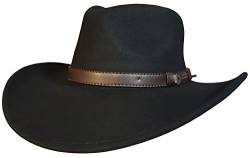 Cowboyhut für Herren oder Damen, knautschbar, 100 % Wolle, Stetson-Stil, Westernhut, 61 cm, Schwarz, Schwarz von MAZ