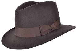 Fedora-Hut für Herren oder Damen, 100 % Wolle, mit Ripsband, Panama-Hut. Gr. 7, braun von MAZ