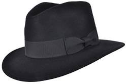 Fedora-Hut für Herren oder Damen, 100 % Wolle, mit Ripsband, Trilby Panama-Hüte, Schwarz , 6.75 von MAZ