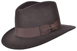 Fedora-Hut für Herren oder Damen, 100 % Wolle, mit Ripsband Trilby Panama, braun, 7.5 von MAZ