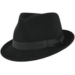 MAZ UK-Unique – Eleganter Trilby-Hut aus 100% Wolle, wasserdicht & knautschbar, handgefertigt mit Ripsband, Premium-Qualität, Trilby Fedora, stilvoller Hut, Schwarz , M von MAZ