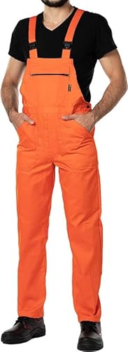 Mazalat Lange Latzhose mit Multifunktionstaschen Berufsbekleidung für Handwerker, Maurer, Dachdecker, Schreiner, Elektriker und viele andere | Hohe Qualität Made in EU, Orange, S von MAZALAT work wear