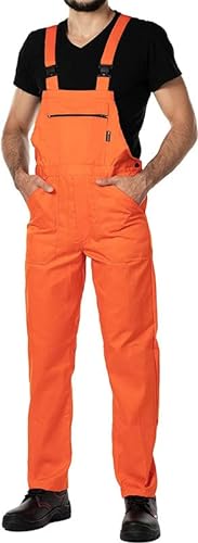 Mazalat Lange Latzhose mit Multifunktionstaschen Berufsbekleidung für Handwerker, Maurer, Dachdecker, Schreiner, Elektriker und viele andere | Hohe Qualität Made in EU, Orange, XL von MAZALAT work wear