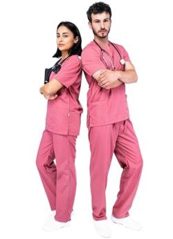 Unisex Medizinische Berufsbekleidung Set - Kasacks Damen Und Kasack Herren, Weiche Und Bequeme Passform, Berufsbekleidung Pflege Uniform, Kassak Set Pflege Modern, Atmungsaktives Gewebe von MAZALAT work wear