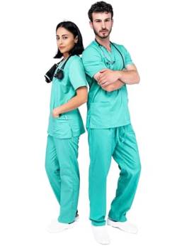 Unisex Medizinische Berufsbekleidung Set - Kasacks Damen Und Kasack Herren, Weiche Und Bequeme Passform, Berufsbekleidung Pflege Uniform, Kassak Set Pflege Modern, Atmungsaktives Gewebe von MAZALAT work wear