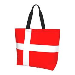 MAZBIT Dänemark dänische Flagge Damen Mode Schultertasche Einkaufstasche für den täglichen Gebrauch Reisen Einkaufen, Dänemark Flagge, Einheitsgröße von MAZBIT