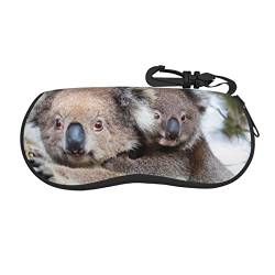 MAZBIT Gestreiftes Leoparden-Brillenetui, weiches bedrucktes Neopren, leicht, tragbares Sonnenbrillenetui, Reißverschluss, Koala Bär, One size von MAZBIT