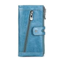MBACODAI Frauen Brieftasche Mode Leder Brieftasche Karte Halter Weibliche Lange Geldbörse Telefon Tasche Große Kapazität Kupplung Brieftaschen (Color : Blau) von MBACODAI