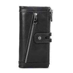 MBACODAI Frauen Brieftasche Mode Leder Brieftasche Karte Halter Weibliche Lange Geldbörse Telefon Tasche Große Kapazität Kupplung Brieftaschen (Color : Schwarz) von MBACODAI