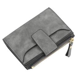 MBACODAI Frauen Geldbörsen Kurz Kartenhalter Reißverschluss Weibliche Geldbörse Münzfach Leder Fotohalter Herrenbrieftasche (Color : Dark Gray) von MBACODAI