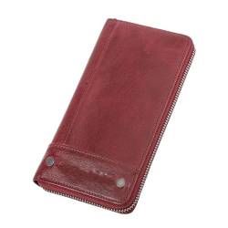 MBACODAI Frauen Geldbörsen Leder Kartenhalter Weibliche Geldbörse Reißverschluss Geldbörse for Frauen Mode Clutch Bag (Color : Rot) von MBACODAI