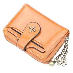 MBACODAI Frauen Geldbörsen Mode Kurze Leder Kartenhalter Weibliche Geldbörse Reißverschluss Geldbörse for Frauen (Color : Orange) von MBACODAI